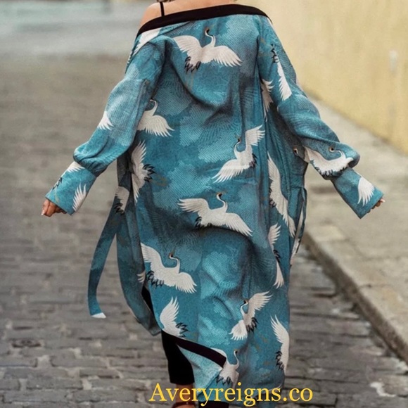 💕Sale💕”Crane”duster/robe/kimono - Picture 1 of 13